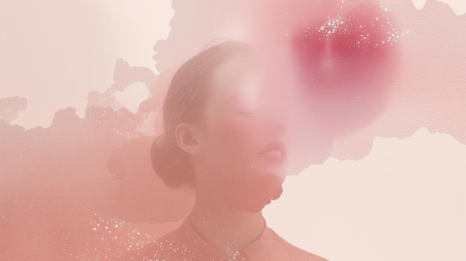 Woman in energy field with sparkly energy around her head